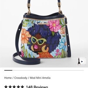 Brahmin Coco Michelle Limited Edition Floral Crossbody Bag/Top Handle